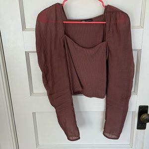 Puff sleeve knit top